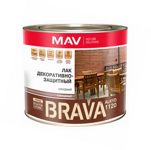Купить Лак BRAVA ALKYD ПФ-1120 бесцветный 1,0л для древесины и металла МАВ