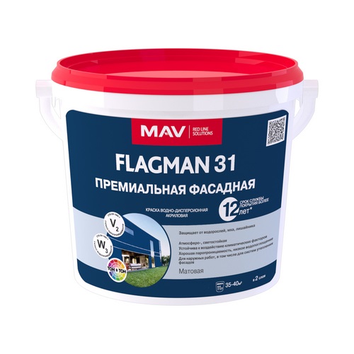 Купить Краска акриловая фасадная ВД-АК-1031 FLAGMAN 11л МАВ