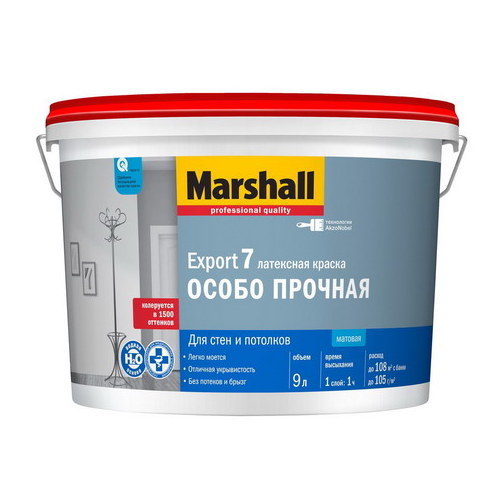Купить Краска акриловая  Export-7 латексная особопрочная 2.5л матовая база ВС Marhall