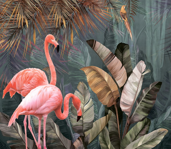 Купить Фотообои Фламинго в цветах размер 3,10 * 2,70 Сюжет В329 АРТ-ОБОИ