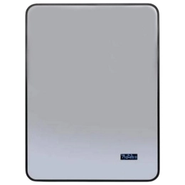 Купить Зеркало Алмаз-Люкс с подсветкой сенсорной кнопкой часами подогревом и чёрной УФ-окантовкой 60*80 см 