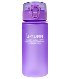 Купить Бутылка для воды с крышкой-защёлкой и ремешком Неон U turn 400мл фиолетовая УД-9382СП               