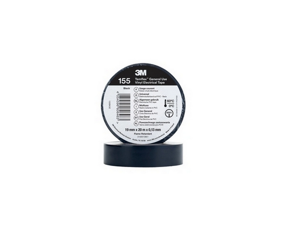 Купить Изолента 19мм*20м*0,13мм черная Temflex 155 3M                                                      