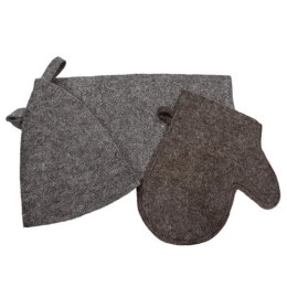 Купить Набор из трёх предметов- шапка, коврик, рукавица   серый Hot Pot 41345                              