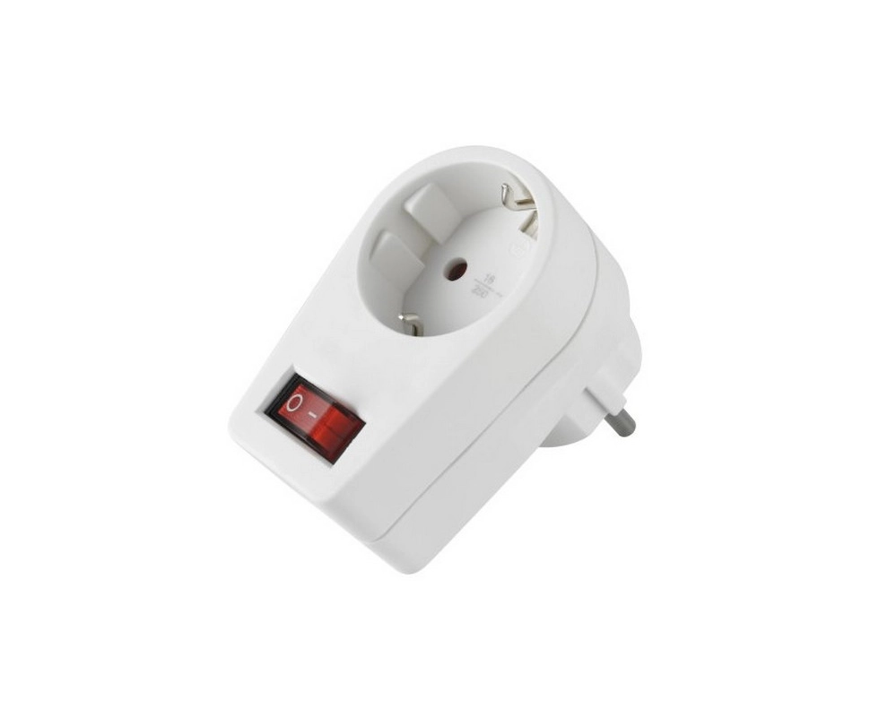 Купить Розетка адаптер 16А с выключателем белый  ELECTRALINE 55073                                         