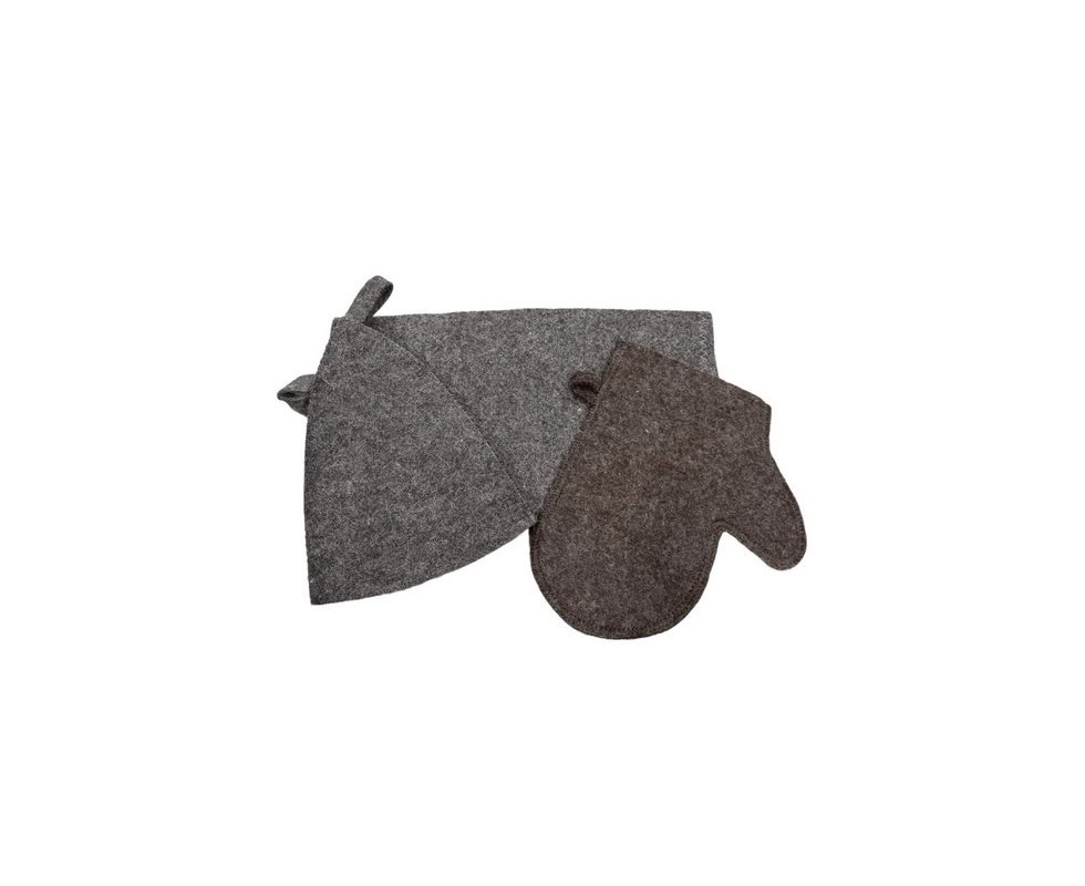 Купить Набор из трёх предметов- шапка, коврик, рукавица   серый Hot Pot 41345                              