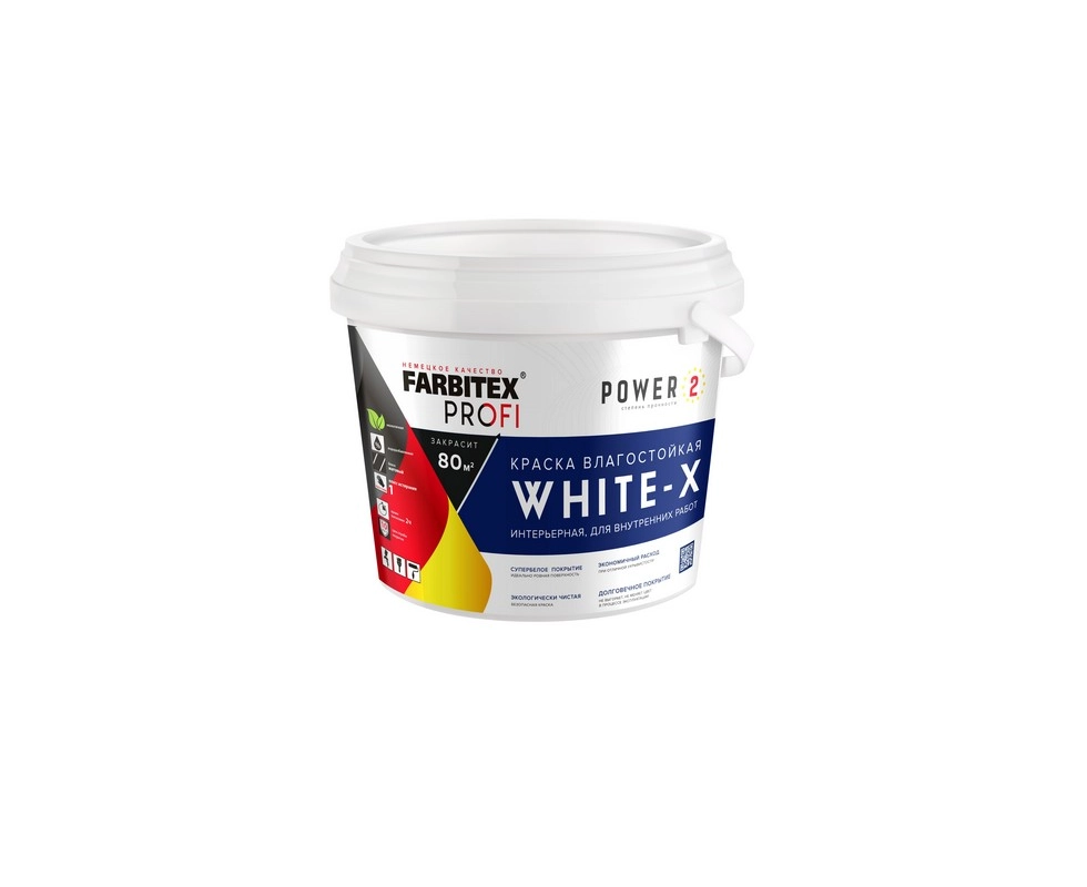 Купить Краска акриловая влагостойкая интерьерная супербелая база А 6кг White-X FARBITEX PROFI              