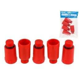Купить Заглушка ПП 1/2'' нар. резьба красная 5 шт в упаковке                                                