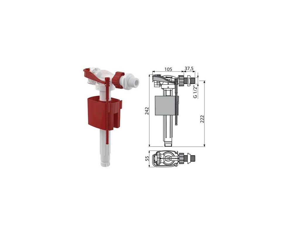 Купить Впускной механизм с боковой подводкой 1/2 Alcaplast A150-1/2-BL-01