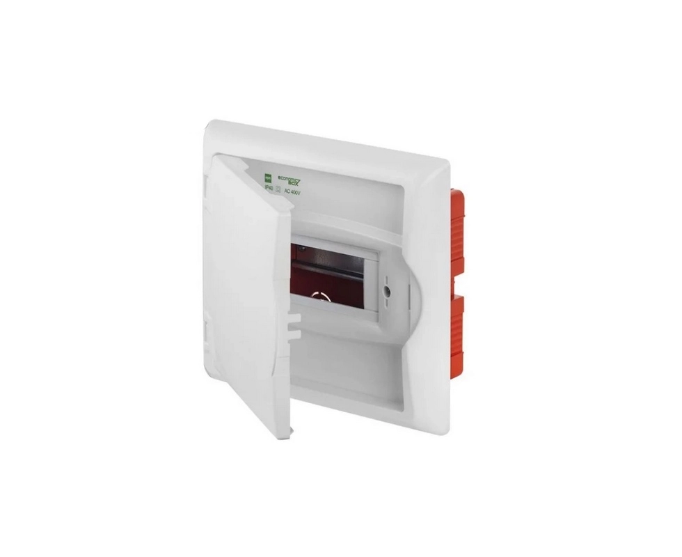 Купить Щит встраиваемый ECO BOX 1х6М N/PE 2х 2х16+3х10 mm2 белая пластиковая дверь                         