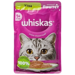 Купить Корм консервированный Whiskas для взрослых кошек паштет с уткой 75г                                 
