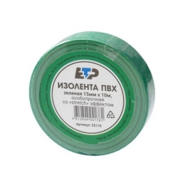 Купить Изолента ПВХ 15мм 10м зеленая ETP 53110                                                             