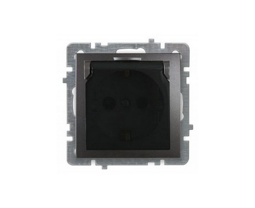 Купить Розетка с/з и крышкой Антрацит TOURAN 24160418                                                      