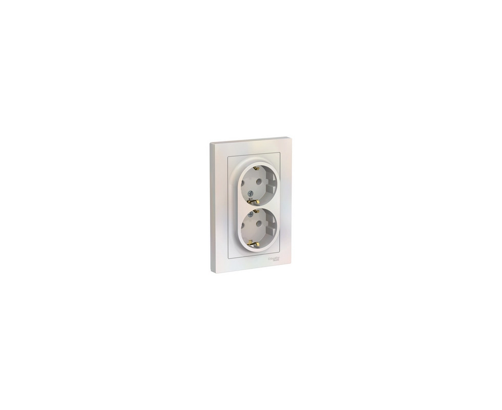 Купить Розетка двойная с заземлением жемчуг SCHNEIDER ELECTRIC ATLASDESIGN ATN000424                       