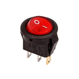 Купить Выключатель клавишный круглый красный с подсветкой Micro 250V 3A (3c) ON-OFF (RWB-106, SC-214) 36-25