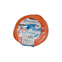 Купить Удлинитель-шнур кабель ПВС 2x1 мм2 20м 16А оранжевый                                                