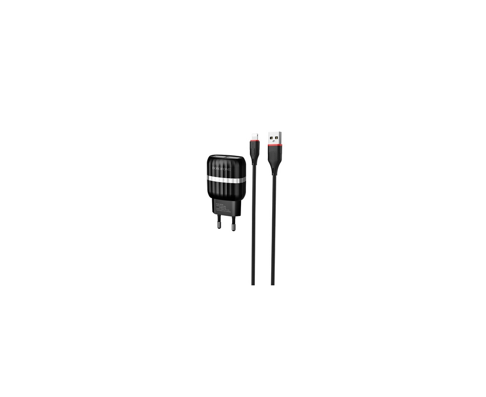 Купить Устройство зарядное BOROFONE BA24A 2xUSB-A 2.4A + кабель USB-Lightning 1 м белый                    