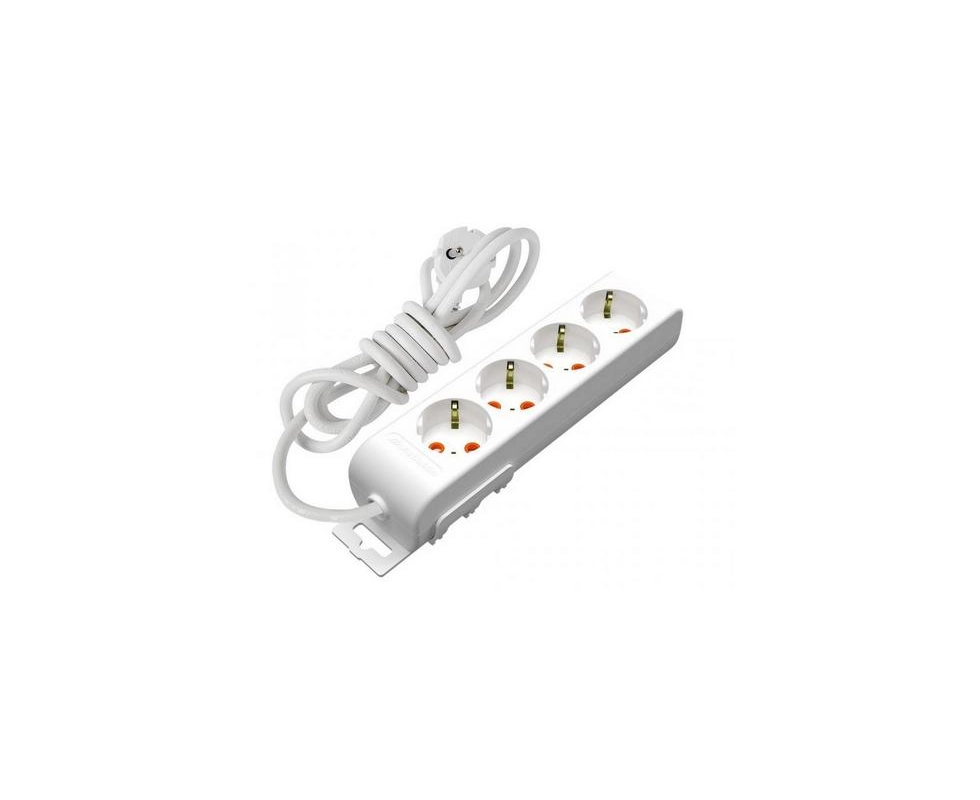 Купить Удлинитель 4x2P+E со шторками кабель 3x1,5 мм 3м белый                                              