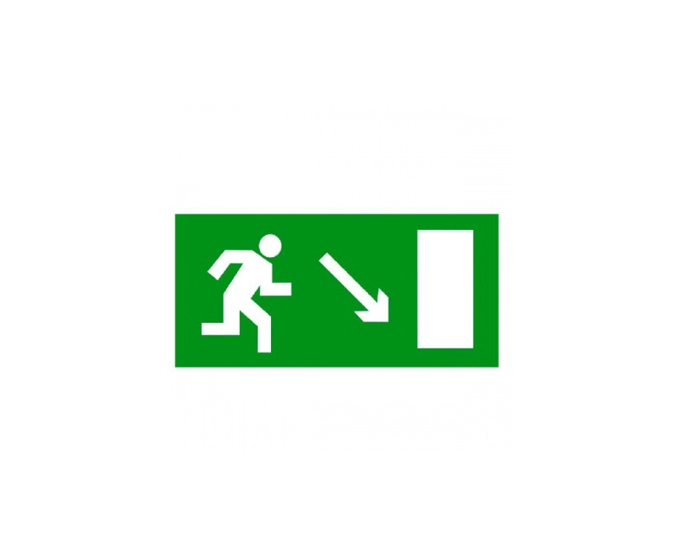 Купить Знак Направление к эвакуационному выходу направо вниз 200*100мм                                     