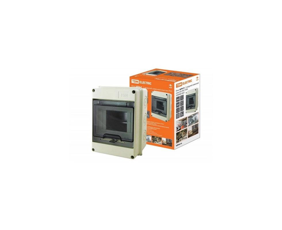 Купить Щит распределительный навесной ЩРН-П-5 пластик IP65 TDM SQ0908-0001