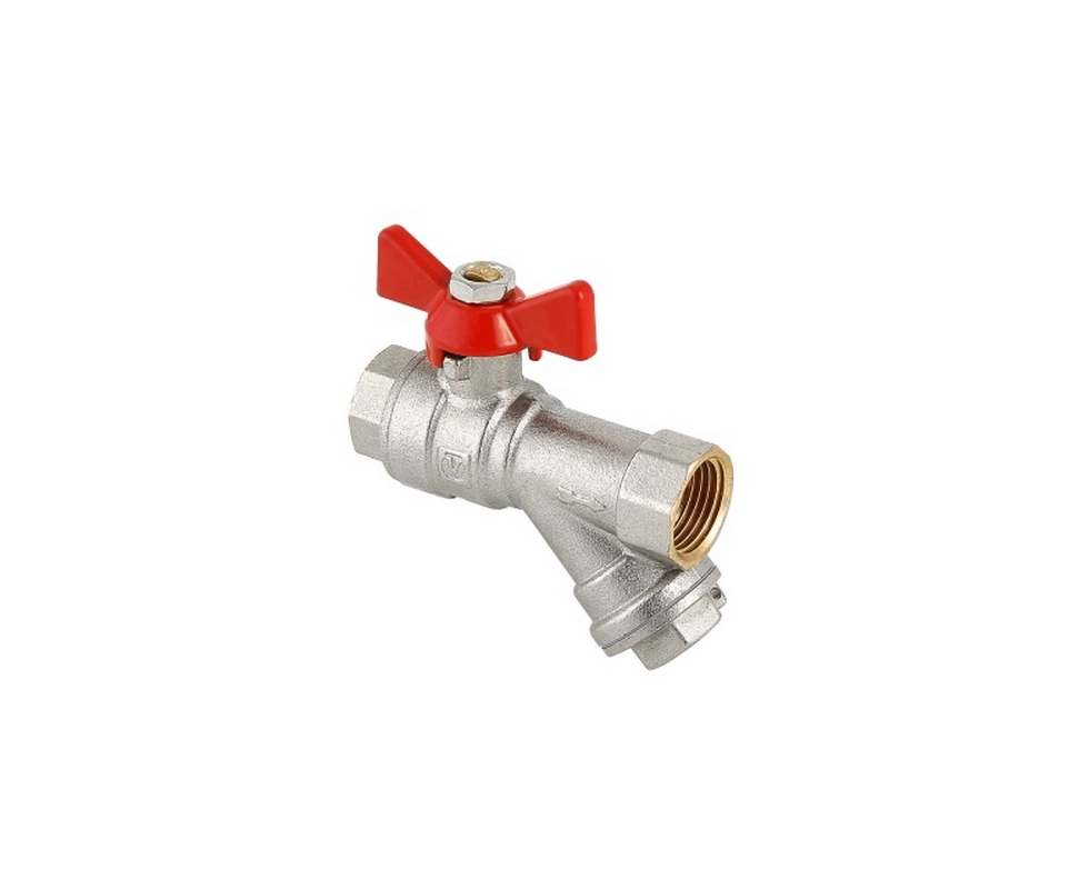 Купить Кран шаровый со встроенным фильтром рукоятка бабочка 1/2'' внутренняя-внутренняя резьба               Купить Кран шаровый со встроенным фильтром рукоятка бабочка 1/2'' внутренняя-внутренняя резьба