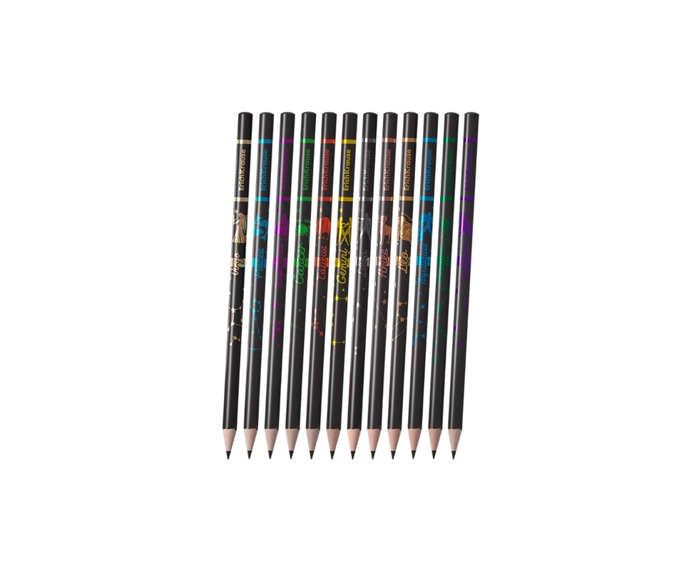 Купить Чернографитный карандаш ErichKrause Galactic круглый НВ 63328                                       