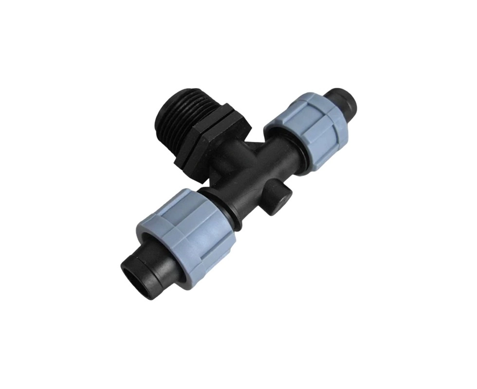 Купить Тройник для двух капельных лент с наружной резьбой 1/2''  КП-70                                      