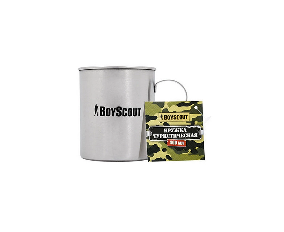 Купить Кружка туристическая 400мл нержавеющая сталь 61156 BOYSCOUT