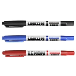 Купить Маркер перманентный двухсторонний красный круглый наконечник LEKON DUO                              