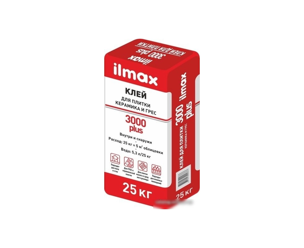 Купить Растворная смесь сухая клеевая облицовочная ILMAX  3000PLUS   25кг
