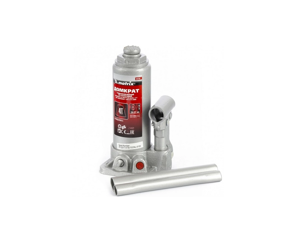 Купить Домкрат гидравлический бутылочный Matrix 50754 4т                                                   