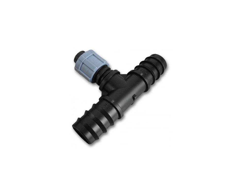 Купить Тройник для двух шлангов 16мм и капельной ленты КП-02                                               