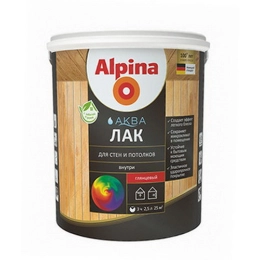 Купить Лак акриловый водно-дисперс Alpina Аква для стен и потолков шелковисто матовый 0,9л/0,9кг Беларусь  