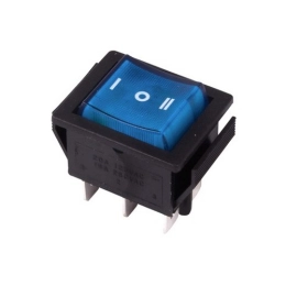 Купить Выключатель клавишный синий с подсветкой и нейтралью 250V 15A (6c) ON-OFF-ON REXANT 36-2391         