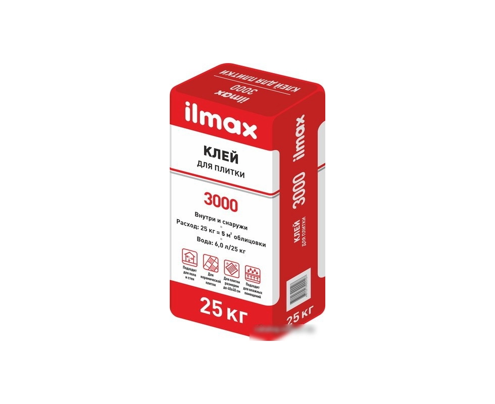 Купить Растворная смесь сухая клеевая облицовочная ILMAX  3000 25кг