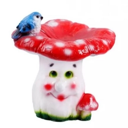 Купить Изделие из гипса мухомор с птичкой 220*210мм                                                        