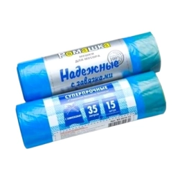 Купить Мешки для мусора с завязками 35л 15шт НАДЕЖНЫЕ синие РОМАШКА ВЗ0351512                              