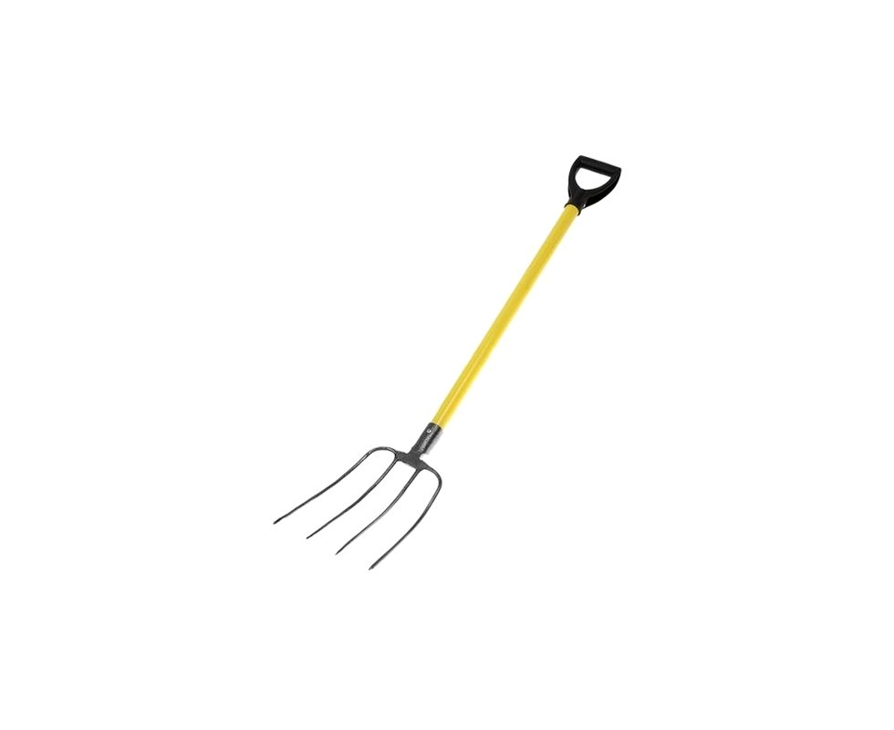 Купить Вилы навозные 4х рогие с желтым металлическим черенком и V- ручкой 030214                           