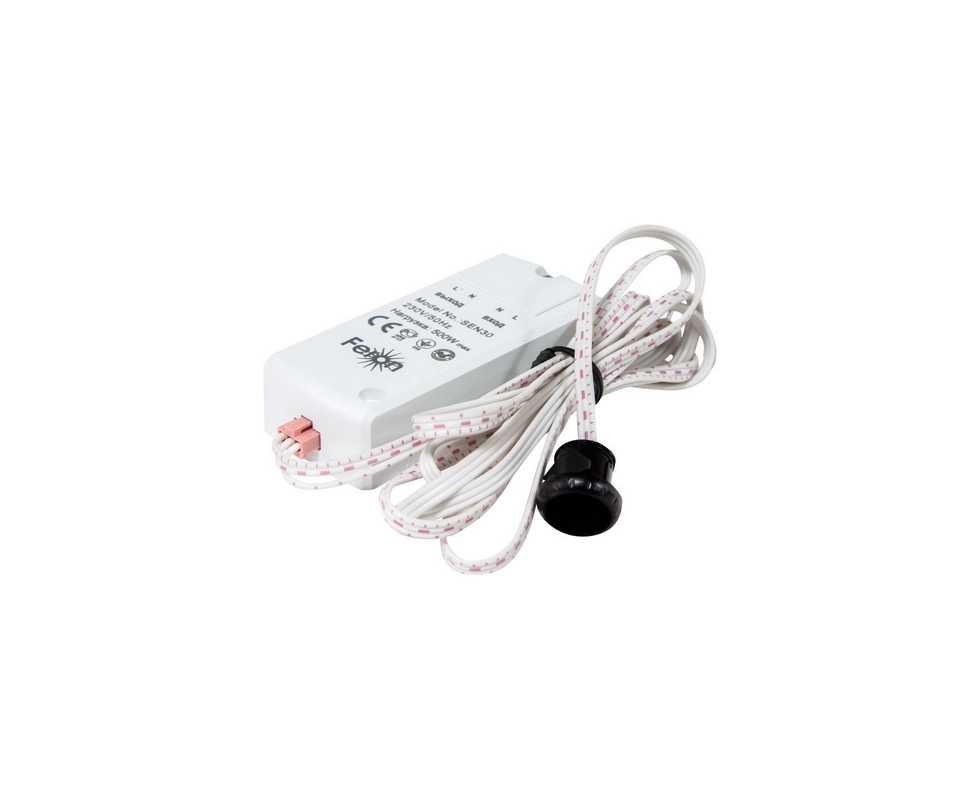 Купить Датчик движения и освещенности 230V 500W 5-8см 30гр белый с 1,5м кабелем SEN30 арт.22068 Feron      