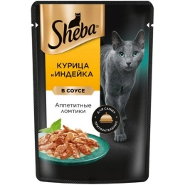 Купить Корм консервированный SHEBA для взрослых кошек с курицей и добавлением индейки 75г                  