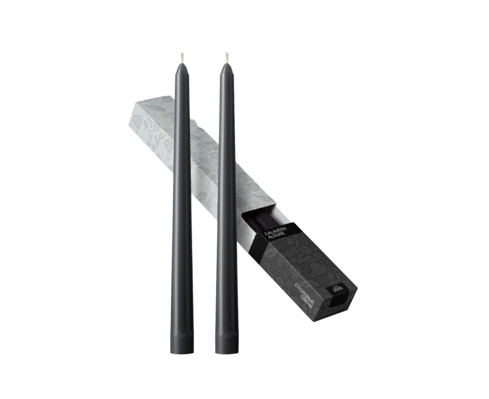 Купить Набор свечей столовых CALAVERA ALEGRE 255мм 2шт темно серый                                         