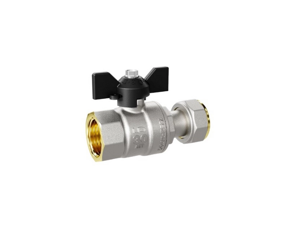 Купить Кран шаровый рукоятка бабочка с накидной гайкой 3/4'' внутренняя-внутренняя резьба                   