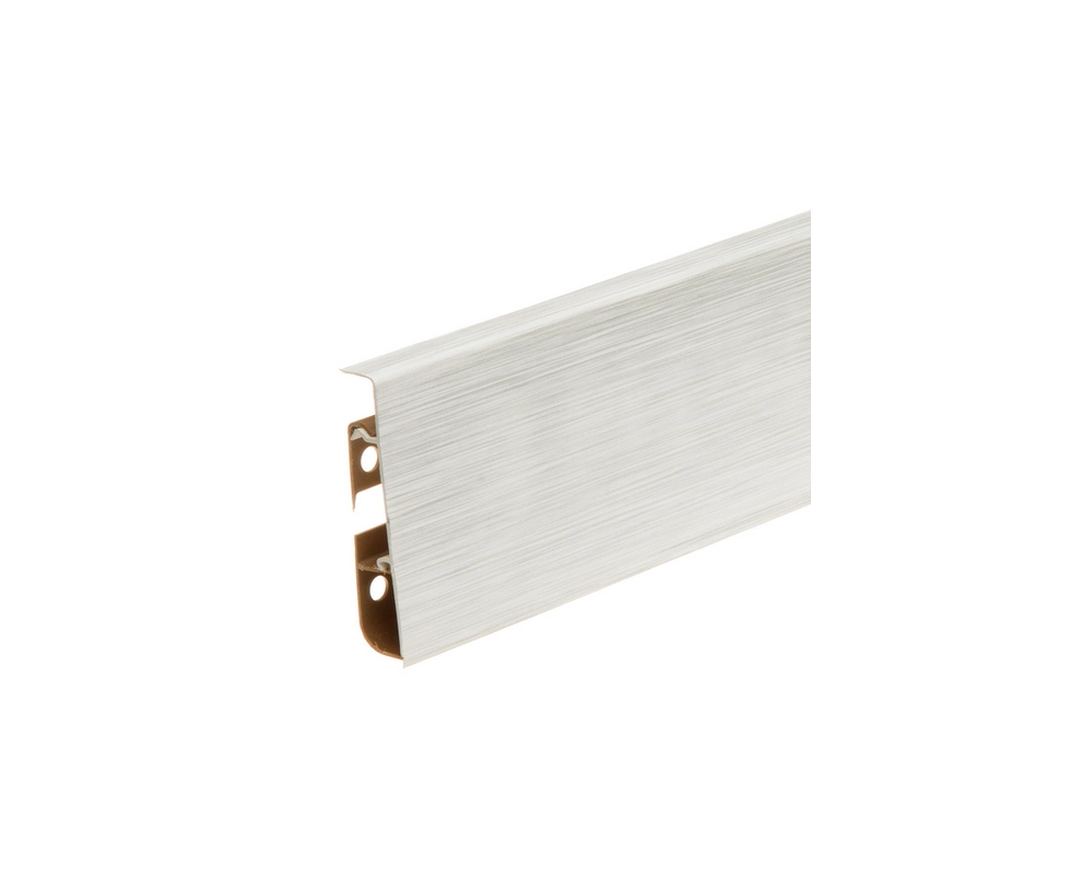 Купить Плинтус напольный Cezar Hi Line Prestige М266 Алюминий браш. бел Матовый                            