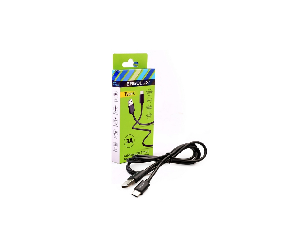 Купить USB кабель ERGOLUX ELX-CDC02-C06 USB-Type C 3A 1,2м синий                                           