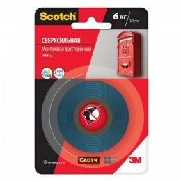 Купить Лента SCOTCH монтажная сверхпрочная 19мм*1,5м 3М                                                    