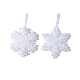 Купить Фигура новогодняя Снежинка белая с блеском 474825                                                   
