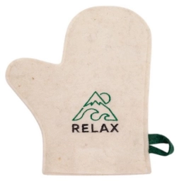 Купить Рукавица банная с вышивкой Relax войлок белый Б4311                                                 