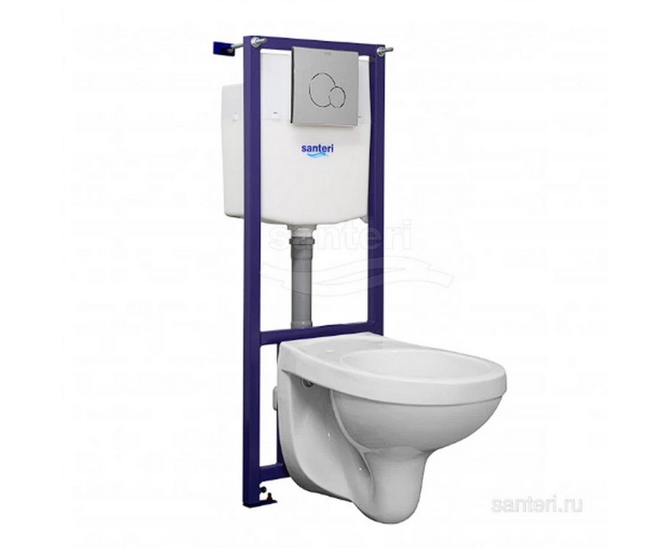 Купить Инсталляция для подвесного унитаза Santeri Альфа кнопка смыва хром                                  