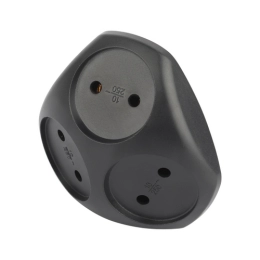 Купить Разветвитель электрический Эра SPx-3-B на 3 розетки без заземления 10А черный                       