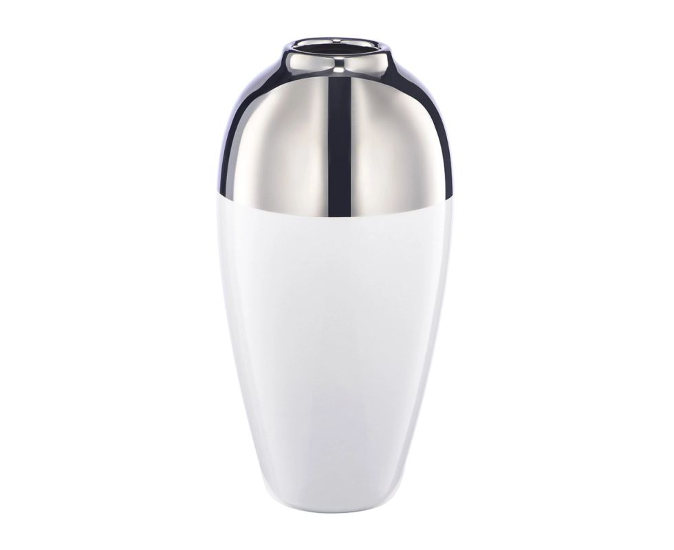 Купить Ваза декоративная Шик 25см белый с серебром Cha5                                                    